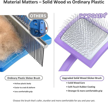 Slicker Brush for Dogs, Large Dog Brush to Long Haired Dogs for Goldendoodles Poodles Doodles Bernedoodles, Long Pin Grooming Kits to Dematting & Reducing Tangles and Fluff, Purple