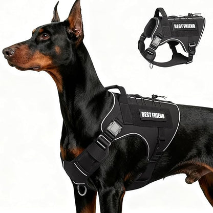 Tactical Dog Harness for Large Dogs,No Pull Military Dog Vest with Handle,Reflective Heavy Duty Pet Harness for Walking Hiking Training Black L