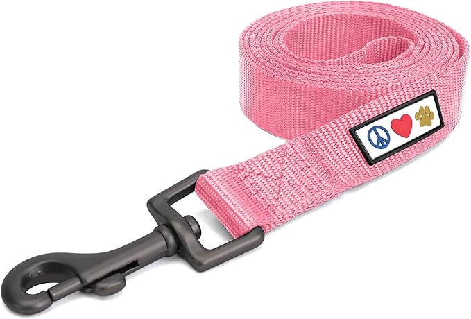 Pawtitas Solid 6 ft Millennial Pink Dog Leash M/L Custom Name and Phone Embroidery Strong Nylon Leash for Medium and Large Breeds