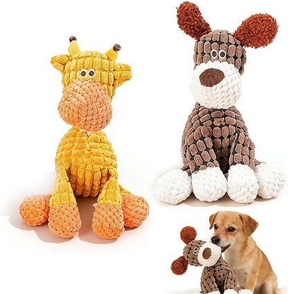 2026 New Durable Plush Dog Toys for Aggressive Chewers, Indestructible Dog Toy, Squeaky Chew Toy for Small Medium Large Dogs Puppy Teething Toys (Brown+Orang)