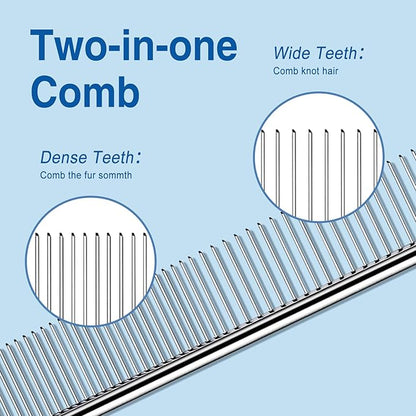 4 in 1 Skin Friendly Grooming kit including Dematting Rakes,Self Cleaning Slicker Brush,Deshedding Brush,Flea Comb for Haired cat Dog and Small Animals.