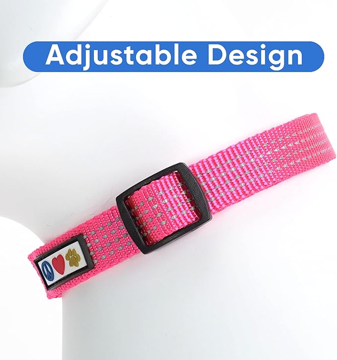 Pawtitas Reflective Dog Collar Adjustable Dog Collars for Small Dogs Puppy Collar Extra Small Dog Collar Pink Dog Collar