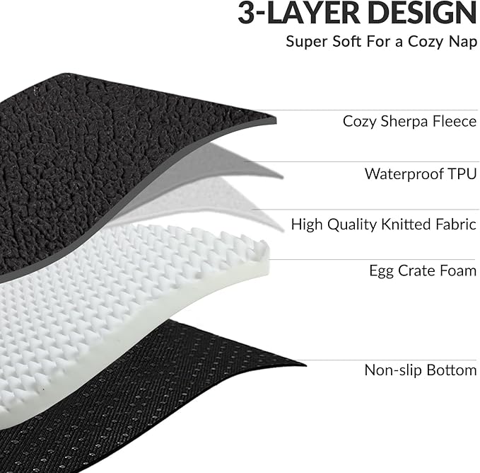 Patas Lague Orthopedic XL Dog Bed Large Sized Dog 42''X28'', Waterproof L Bolster Big Pet Sofa Beds with Removable Washable Cover, Soft Comfortable Pet Couch Crate Mat with Nonskid Bottom, Black