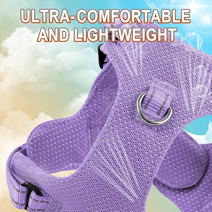 BARKBAY Dog Harness, Reflective Adjustable Puppy No Pull Harness, Breathable Soft for Small and Medium Dogs, Violet Purple, XXS