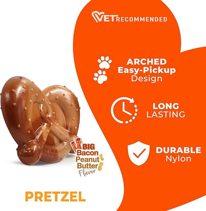 Nylabone Pretzel Power Chew Toy for Dogs, Dog Toys for Aggressive Chewers, Bacon & Peanut Butter Flavor, Small Dogs - Up to 25 Ibs, 1 Count