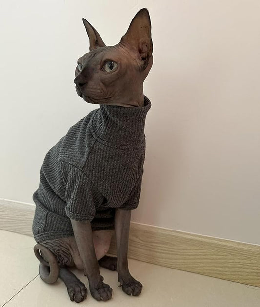 Kitipcoo Sweater for Sphynx Cat, X-Large, Deep Grey (Cotton, Turtleneck, Pull On, 1 Pack)