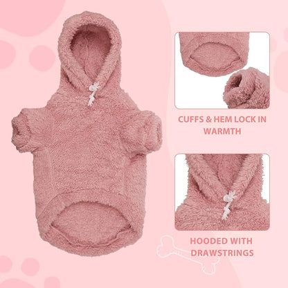 Fuzzy Dog Sweaters for Large Dogs Pet Hoodie Clothes Warm Soft Pet Coats Hooded Sweatshirt Dog Sweaters for Extra Large Dogs(Pink-XL)
