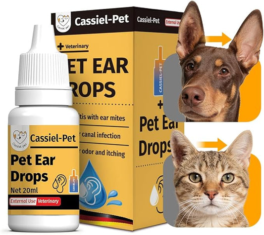 Ear Drops for Ear Infection Treatment, Ear Mites Treatment, Dog Yeast Soothing Cleansing, Ear Wax Removal, Itchy Ear Relief for Dogs and Cats | 20 ml 0.67 FL OZ