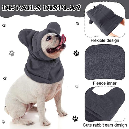 Clysee Winter Dog Hats Quiet Ears for Dogs Ear Muffs Pet Neck Warmer Scarf Hoodie Noise Protection Cover Beanie Head Wrap Costume for Pet Dog Cats (Grey,M)
