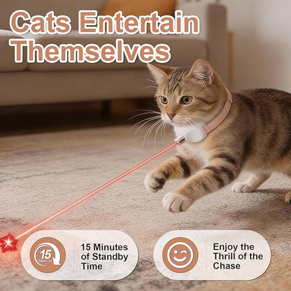 Walfront Cat Toys, Interactive Pink Light-Up Collar with Automatic Chasing, USB Rechargeable Adjustable Fit 9.1–13.4in, Indoor Play for Kittens & Adult Cats, Fun Exercise & Boredom Relief