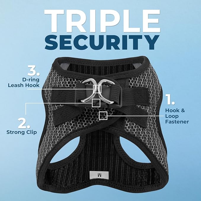 Best Pet Supplies Voyager Step-in Air Harness - All Weather Mesh, Reflective, No Pull Harness for Dogs, Cats - Secure with Hook & Loop Fastener, Buckle, Double D-Rings - Gray 2-Tone, S