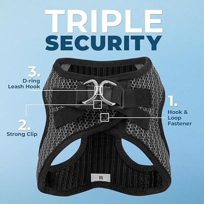 Best Pet Supplies Voyager Step-in Air Harness - All Weather Mesh, Reflective, No Pull Harness for Dogs, Cats - Secure with Hook & Loop Fastener, Buckle, Double D-Rings - Gray 2-Tone, S