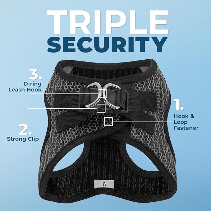 Best Pet Supplies Voyager Step-in Air Harness - All Weather Mesh, Reflective, No Pull Harness for Dogs, Cats - Secure with Hook & Loop Fastener, Buckle, Double D-Rings - Gray 2-Tone, XS