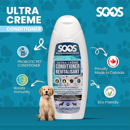 Soos Pets Ultra Crème Conditioner for Dogs and Cats | Natural Dead Sea Minerals | Smoothness, Polish Deeply | Absorbing with Vitamins Essential Oils Natural Ingredients - 500ml