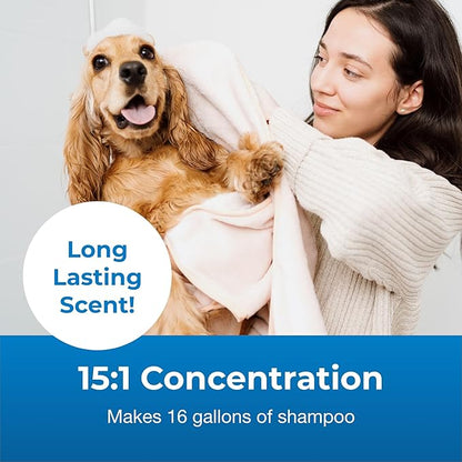 PetAg Fresh ’n Clean Crisp Linen Scented Shampoo (15:1 Concentrate) - 1 Gallon - Soothes Dry, Irritated Skin with Vitamin E & Aloe Vera - Strengthens & Repairs Coats - Gluten Free