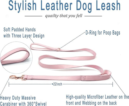 Dog Leash 6ft Long,Traffic Padded Two Handle,Heavy Duty,Double Handles Lead for Control Safety Training,Leashes for Large Dogs or Medium Dogs,Dual Handles Leads (Pink, 25MM*6FT)