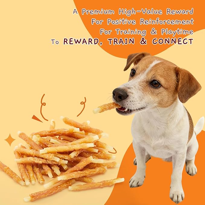 Jungle Calling Rawhide Free Dog Treats, Chicken Wrapped Cod Sticks for Dogs, Easily Digestible Long Lasting Dog Chews, Soft Dog Treats for Training Small Medium Dogs, 1.32 lb