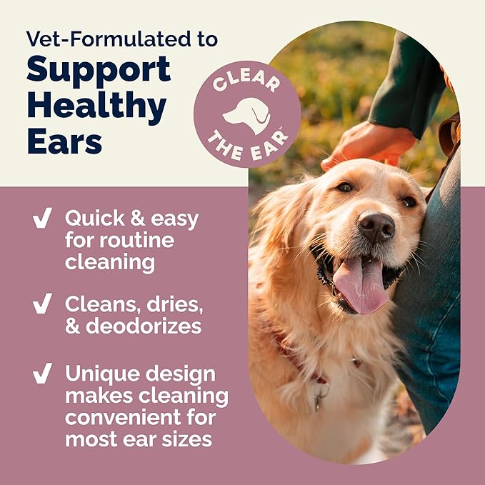 Vetnique Oticbliss Cat & Dog Ear Wipes - Dog Ear Infection Treatment or Dog Ear Cleaner Wipes for Dirty, Waxy, Smelly Dog Ears, Odor Control with Aloe Vera & Salicylic Acid (Finger Mitt Ear Wipes)