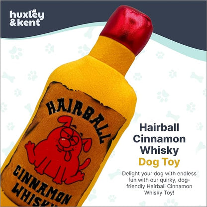 Huxley & Kent Funny Dog Toy w/Squeaker – Power Plush Squeaky Dog Toys for Small, Medium & Large Dogs – Soft Stuffed Animal for Indoor Play & Fetch - Hairball Cinnamon Whiskey, Large
