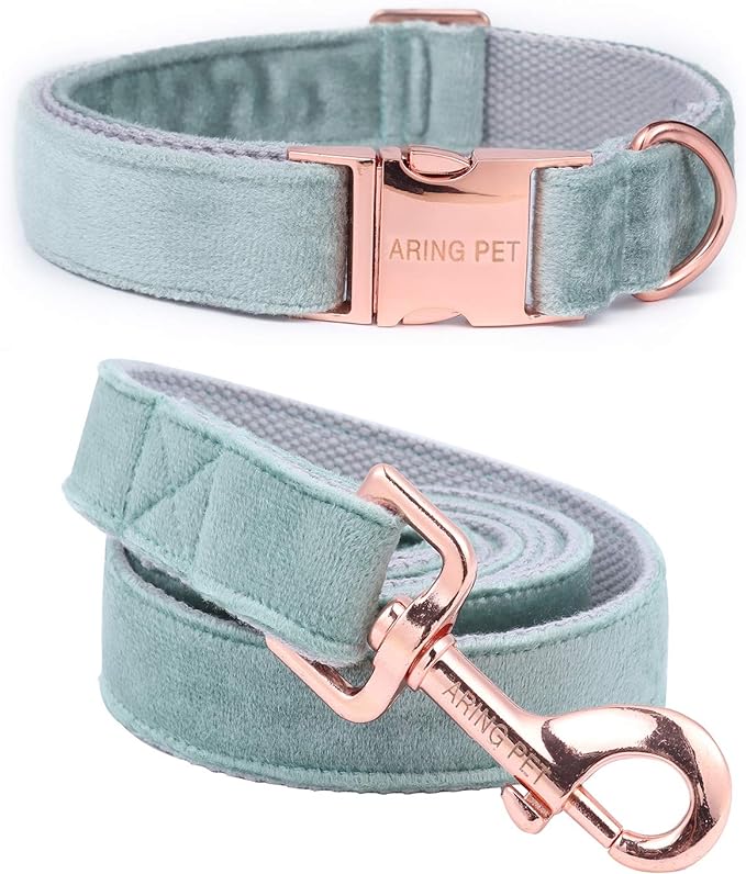 ARING PET Dog Collar and Leash, Velvet Dog Collar and Leash Set, Soft & Comfy, Adjustable Collars for Dogs