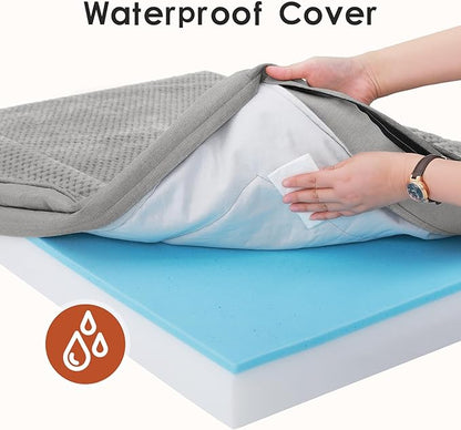 Rainmr Orthopedic Dog Beds for Large Dogs, Memory Foam Dog Beds Large Sized Dogs, Washable Removable Cover, Nonskid Bottom, Waterproof, for Indoor, Outdoor, Crate ＆ Car Use, 41x27x6 Inches, Light Grey