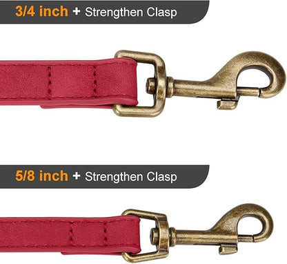 Didog Stylish PU Leather Dog Leash for Large Dogs, Easy to Clean 5ft Dog Leashes for Medium Dogs, Fashionable and Elegant for Walking, Running and Training,Red, M