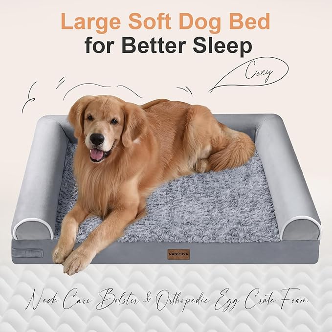 Large Dog Bed Orthopedic Washable: Beds Bolster XL Bed Big XLarge Dogs Memory Foam Sofa Couch Waterproof Removable Cover