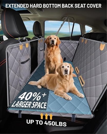 PAWPROVED Dog Car Seat Cover for Back Seat, Waterproof Dog Seat Cover for Back Seat, Hard Bottom Back Seat Pet Cover for Dogs, Large-Space Hammock for Car Truck SUV, Pet Seat Cover Holds 450lbs(Grey)