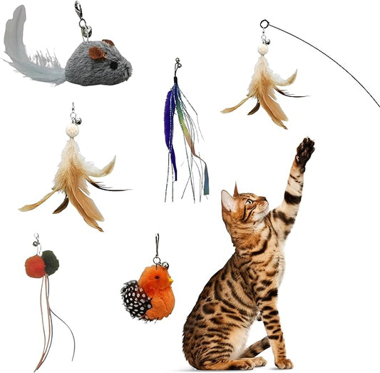 CUTIE PAW PAL Interactive Play Set - Set of 5 Replacement Toys: Mouse, Duck, Feathers, Balls & Worm Heads - Engaging Cat Toys with Realistic Designs for Endless Fun