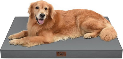Tail Stories Outdoor Extra Large Dog Bed, Waterproof Dog Bed for Large Dogs, Egg Crate Foam XL Pet Bed with Removable Washable Oxford Cooling Cover, Grey