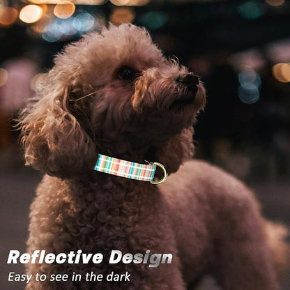 Reflective Dog Collar, Cute Dog Collar for Large Dogs, Soft Nylon Puppy Collar for Boy and Girl Female Dogs, Adjustable Pet Collars with Quick Release Buckle, Colorful Watercolor Art
