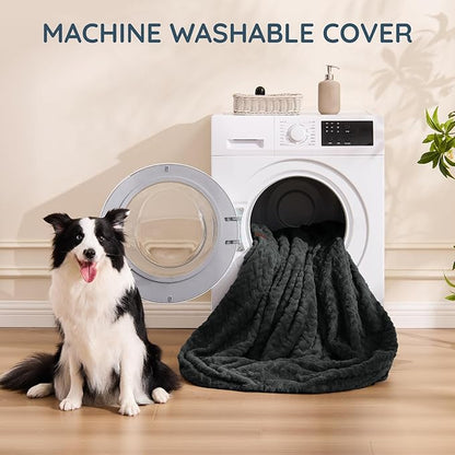 ChiXnuggle Human Dog Bed Cover - Luxury Faux Fur Giant Size Dog Bed Cover, 72"x40"x10", Dark Grey