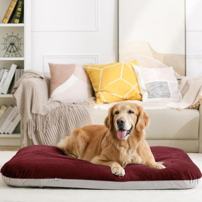 Magic Dog Super Soft Medium Dog Bed, 32 Inch Orthopedic Foam Pet Bed with Anti Slip Bottom, Removable Washable Cover, Burgundy