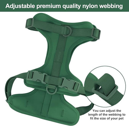 No Pull Lightweight Dog Harness: Adjustable Durable Breathable Mesh Pet Vest Harness with Soft & Comfortable Cushion, for Small Medium Large Dogs (L, Pine Green)