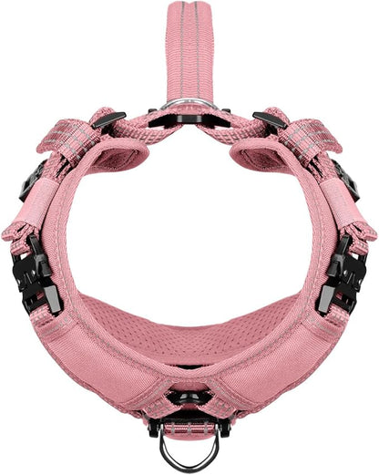 ICEFANG Dog Strap Harness with All-Metal Hardware,for Medium Sized Dog,K9 Vest,Y-Shape Soft Padding,Adjustable Pet Harness,No-Pull Front Leash Clip (Medium (Pack of 1), Pink)
