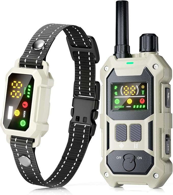 BLACKDOG Military Dog Shock Collar - 4200ft Dog Training Collar with Remote, 4 Training Modes, Flashlight & Strobe, 3-Month Battery, IP67 Waterproof Dog E Collar for All Breeds 5-150lbs (Beige)