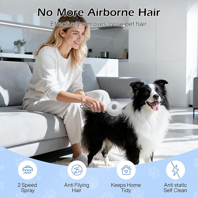 Steam-Like Spray Cat Brush - 3-in-1 USB Rechargeable Deshedding & Self-Cleaning Brush with Water Mist for Long & Short Hair Cats Dogs, Waterproof, 2 Speed Settings