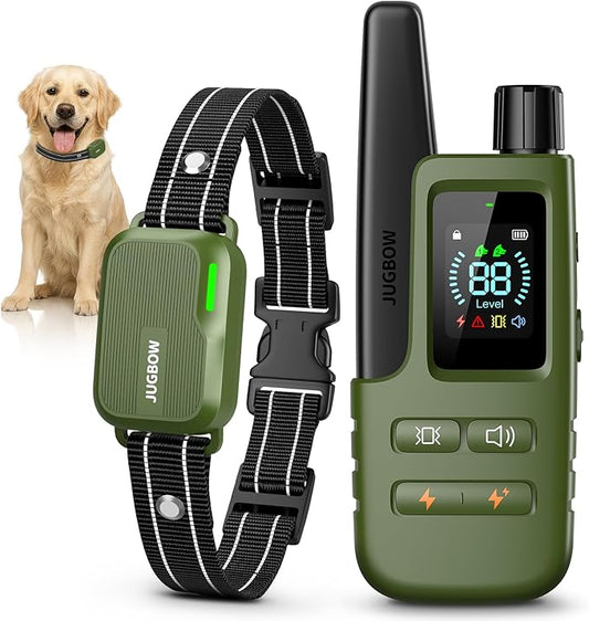 Jugbow Dog Shock Collar - 4500FT Dog Training Collar with Remote, IPX8 Waterproof Electric Dog Collar with 4 Training Modes, Security Lock, Rechargeable eCollar for 10-120lbs Small Medium Large Dogs