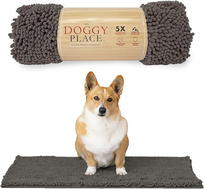 My Doggy Place Dog Mud Mat, 31" x 20" Ash – Thick Microfiber Entry Rug for Snow, Mud & Salt – Absorbent, Quick-Dry, Washer-Safe & Non-Slip, Medium