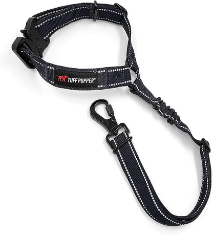 Tuff Pupper Dog Seat Belt for Car Headrest | Adjustable Length Dog Car Harness Restraint | Heavy-Duty Aviation Aluminum Carabiner & Tactical Buckle | Universal Fit for Small, Medium & Large Dogs