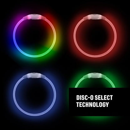 Nite Ize NiteHowl Mini Rechargeable LED Safety Necklace, Disc-O Select - Light Up Dog Necklace with LED Lights - Dog Accessories with Rechargeable Batteries - Mini, Disc-O Select