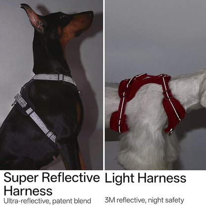 All-Weather No Pull Dog Harness Reflective Vest Harness QR Code Anti-Lost Adjustable Quick-Release Buckle Soft Padded Breathable Harness for Small Medium Large Dog (Light-Olive, XS)