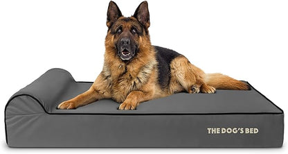 The Dog’s Bed Orthopedic Headrest Dog Bed XL Grey/Black, Memory Foam, Pain Relief for Arthritis, Hip & Elbow Dysplasia, Post Surgery, Lameness, Waterproof Washable Cover, Veterinary Approved
