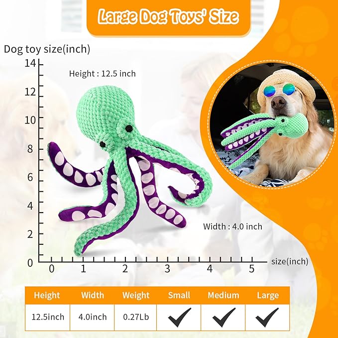 Fuufome Large Squeaky Dog Toys- Plush Dog Toys with Soft Fabric for Small, Medium, and Large Dogs Daily Companionship, Training Reward Gift