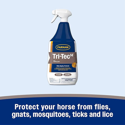 Farnam Tri-Tec 14 Horse Fly Spray, Kills, Repels, Protects, 32 Ounces