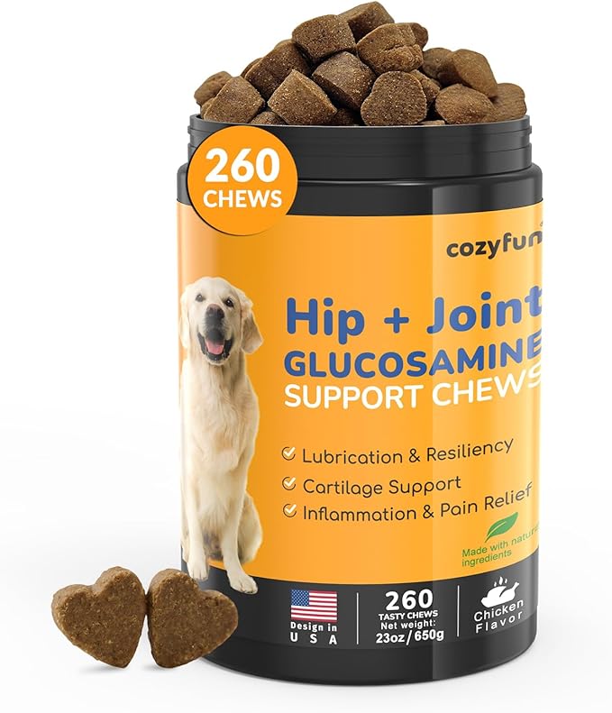Glucosamine for Dogs 260Ct Chews - 23oz Hip and Joint Supplement Chews for Dogs, Chondroitin Joint Supplement for Dog Joint, USA Lab Formula with Probiotics, Natural Support for Dogs