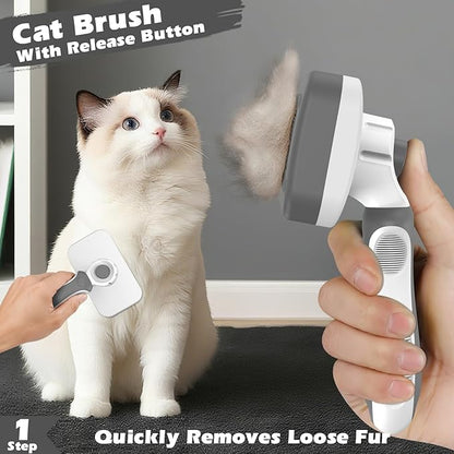 Comotech 3PCS Cat Grooming Supplies,Cat Brush & Nail Clipper/Trimmer & Flea Comb for Shedding Indoor Cats Dogs and Small Animals - Meet All Your Pet's Daily Grooming Needs - All in One Set (Grey)