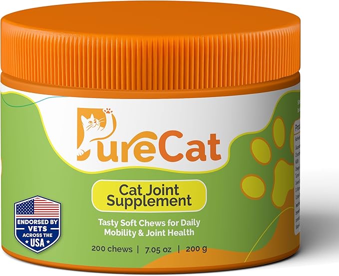 PureCat Joint Support Soft Chews Supplements | Cat Wellness Formula with Glucosamine | Joint Support & Pain Relief for Cats of All Ages | Vet-Approved Mobility Support | 200 Count