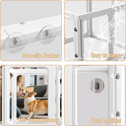 Jatindear 23.6“ H Clear Acrylic Plastic Dog Playpen, 8Pcs Lightweight & Easy Assemble Playpen Divider, Durable Safety Play Pen Indoors, Puppy, Cat, Small Animal(White)