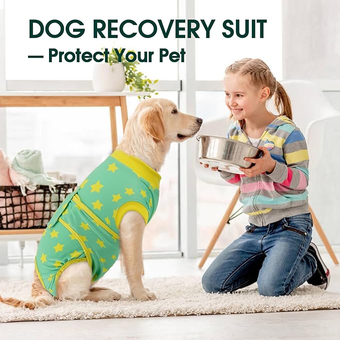 Kuoser Dog Recovery Suit for Female Male Dogs, Post-Surgery Bodysuit for Spay Neuter, Dog Onesie After Surgery, Anti-Licking Pet Surgical Recovery Suit